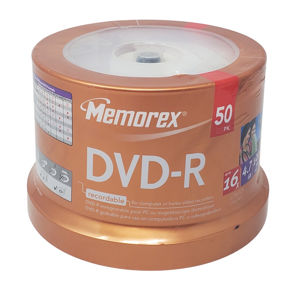 Memorex DVD-R 4.7GB 120min 16x Recordable Media 50 Pack Spindle